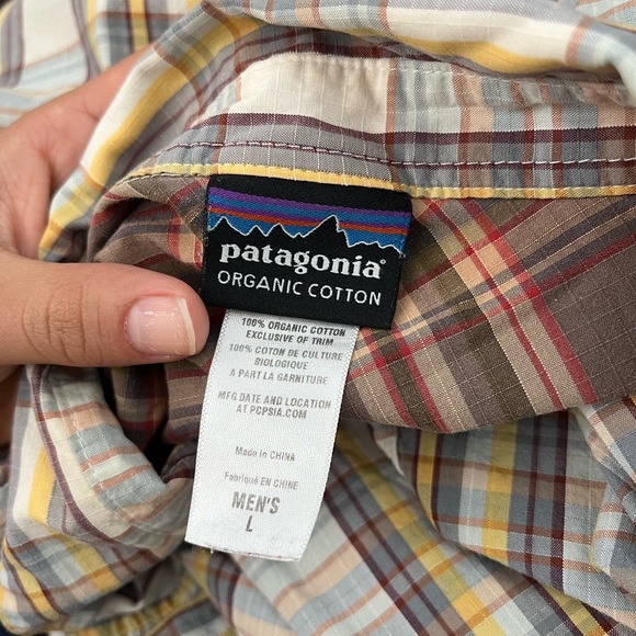 Patagonia Men’s Organic Cotton Plaid Button Down Casual Size Large - Picture 4 of 6